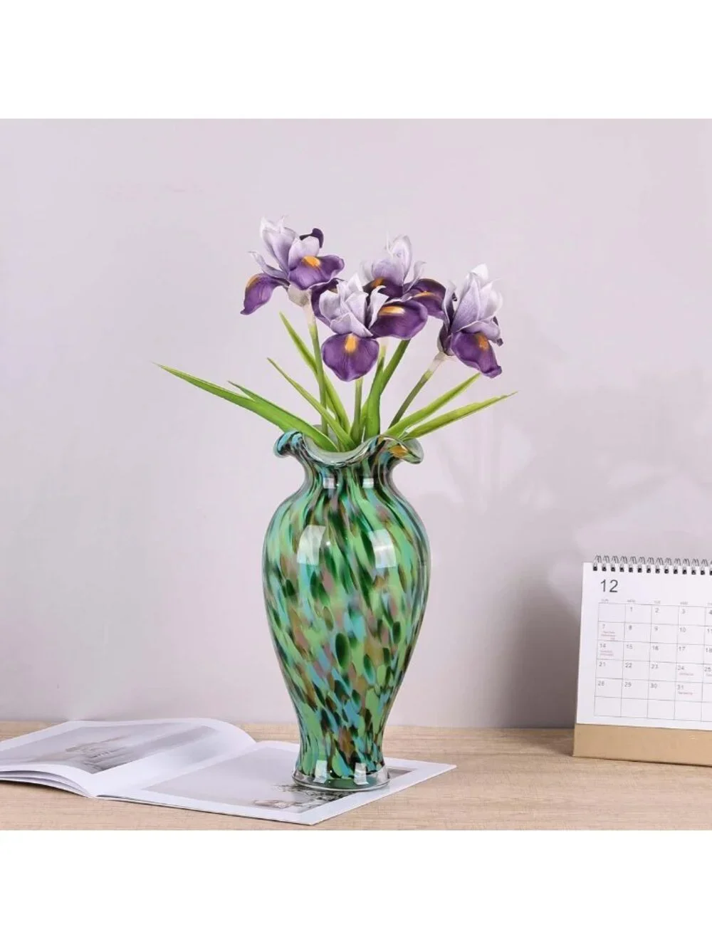 Colorful Hand Blown Glass Vase - 12.2